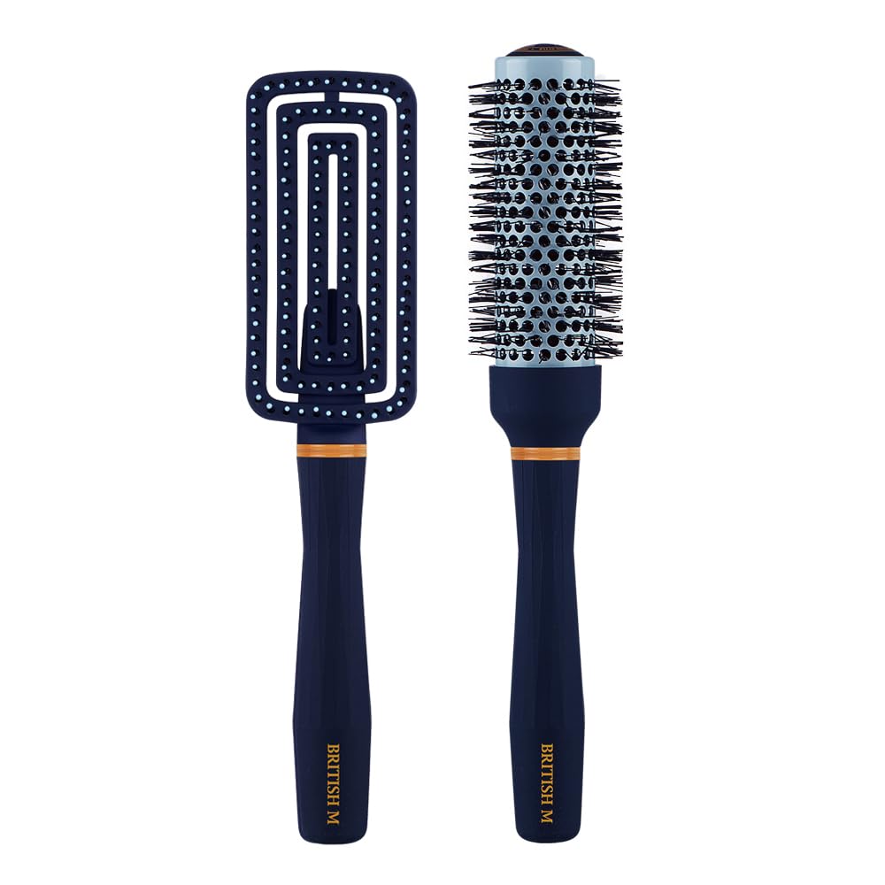 BRITISH M Hot Curling Ceramic Brush (33mm) + Flex Gentle Brush