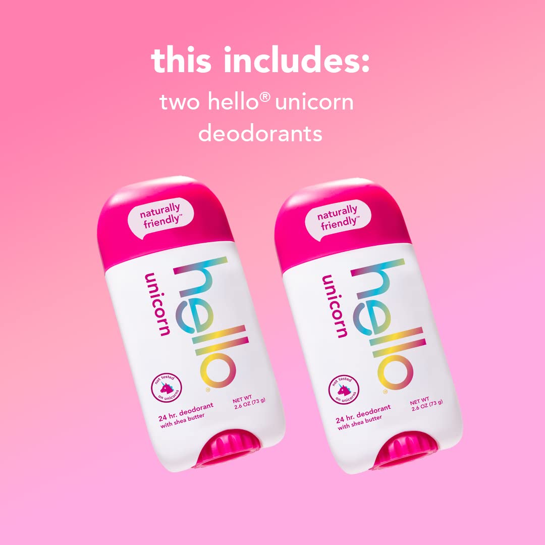 hello Deodorant Variety Pack (Sweet Coconut, Fresh Citrus, White Sage) & Unicorn Aluminum Free Deodorant for Women, Girls, Safe for Kids, Dermatologically tested, Natural Fragrance, 2 Pack