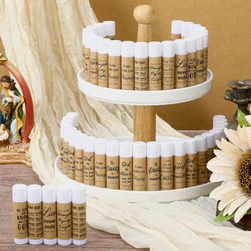50 Pack Christian Religious Gifts Bulk Lip Balms for Women Men Religious Church Party Favors Bulk Bible Verse Lip Balm with Scripture Inspirational Gifts for Coworkers Staff Employee