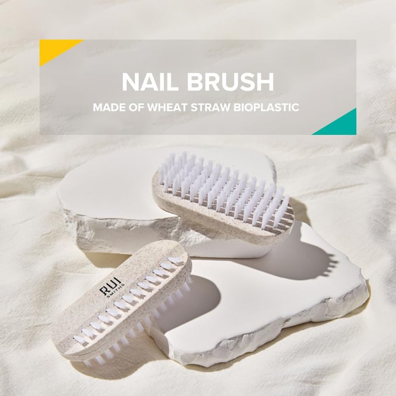 CarbonConscious Nail Cleaning Brush - 2-Sided Bristles for Manicure & Pedicure | Eco-Friendly Wheat Straw Bioplastic