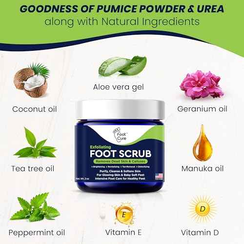 Exfoliating Foot Scrub with Pumice Stone powder - Gentle Moisturizing Foot Scrub for Dry Skin - Cracked Heel Repair for Smooth, Soft Feet - Pedicure Foot Spa 1 Pack
