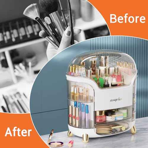 Large Capacity Makeup Organizer Countertop Vanity Organizer for Waterproof and Dustproof Skincare, Multi-Style, Clear