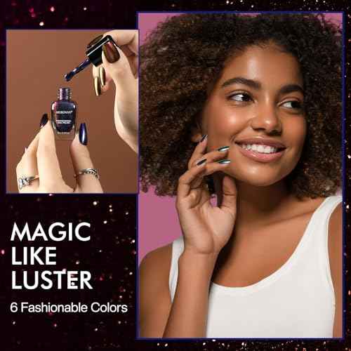 Morovan Fingernail Nail Polish Set: Holographic Metallic Lacquer Air Dry Nail Polish Regular Nail Pack 0.27oz Glitter Finger Nail Bulk Toenail Polish Kit Halloween Fall Gift for Women