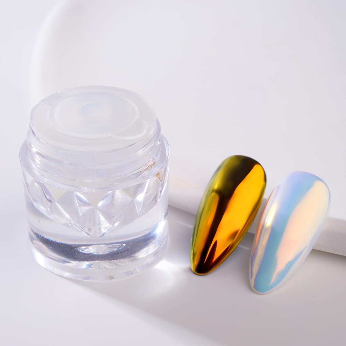 Pretty Diva Sunset Chrome Nail Powder, Memaid Unicorn Aurora iridescent Chrome Nail Powder, Super Glossy Mirror Effect Metallic Nail Chrome Powder Manicure Pigments for Nail Art Glitter (Sunset)