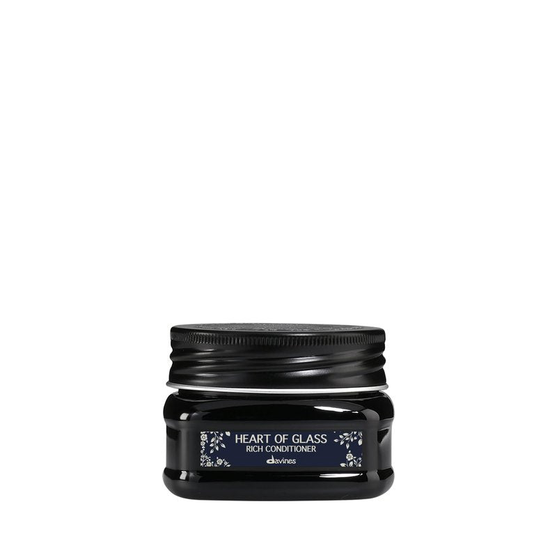 Davines Heart of Glass Rich Conditioner, Fortifying Treatment for Blonde & Silver Hair - Biacidic Bond Complex Repairs & Brightens with Jagua Blue Extract, Travel Size, 3.0 Fl Oz