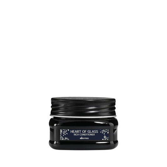 Davines Heart of Glass Rich Conditioner, Fortifying Treatment for Blonde & Silver Hair - Biacidic Bond Complex Repairs & Brightens with Jagua Blue Extract, Travel Size, 3.0 Fl Oz
