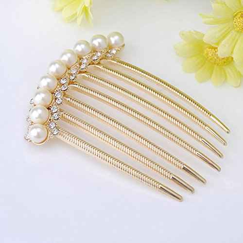 IPINK Wedding Bridal Rhinestone Pearl Crystal Hair Comb Claw Hairpin Hair Ornaments Accessory