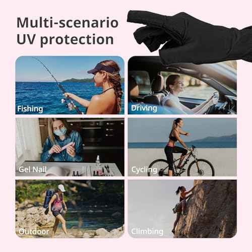 AIRSEE UV Gloves for Nail Lamp,Professional UPF50+ UV Protection Gloves for Manicures Nail Art,Fingerless Gloves That Shield Skin from The Sun and Nail Lamp (Black)