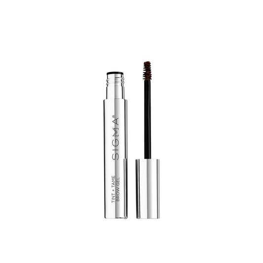 Sigma Beauty Tint + Tame Dark Brow Gel – Professional Grade Brow Tint & Shaping Gel for Filling, Grooming, & Shaping Brows - For Achieving Natural, Feathered Brows (Dark Brown Brow Gel for Dark Hair)