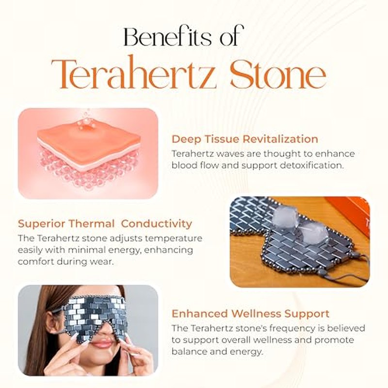 TeraRX¢ç Terahertz Eye Mask ? 100% Authentic Terahertz Stone Eye Mask for Cooling & Heating Therapy ? Easy To Wear Design with Secure Comfort Straps ? Relieves Puffiness, Eyes Fatigue & Fascial Tension