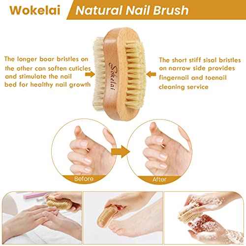 Nail Brush for Cleaning Fingernails, 2 Pieces Wooden Fingernail Toenail Scrub Brushes with Natural Boar and Sisal Bristle, Two-Sided Hand Foot Nail Scrubber Manicure Pedicure Supply Men Women Girls
