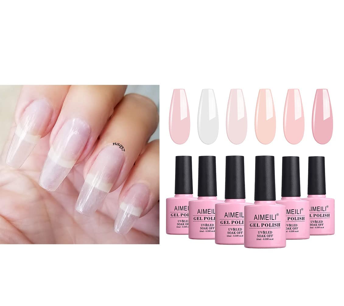 AIMEILI Builder Base Clear Sheer Color Gel, No Need Slip Solution Builder Extension