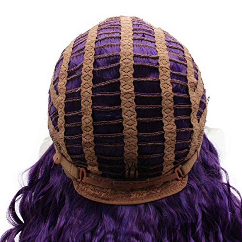 iwonawig Iewig Long Curly Ombre Purple Wig for Women Synthetic Lace Front 2 Tones Heat Friendly Wig