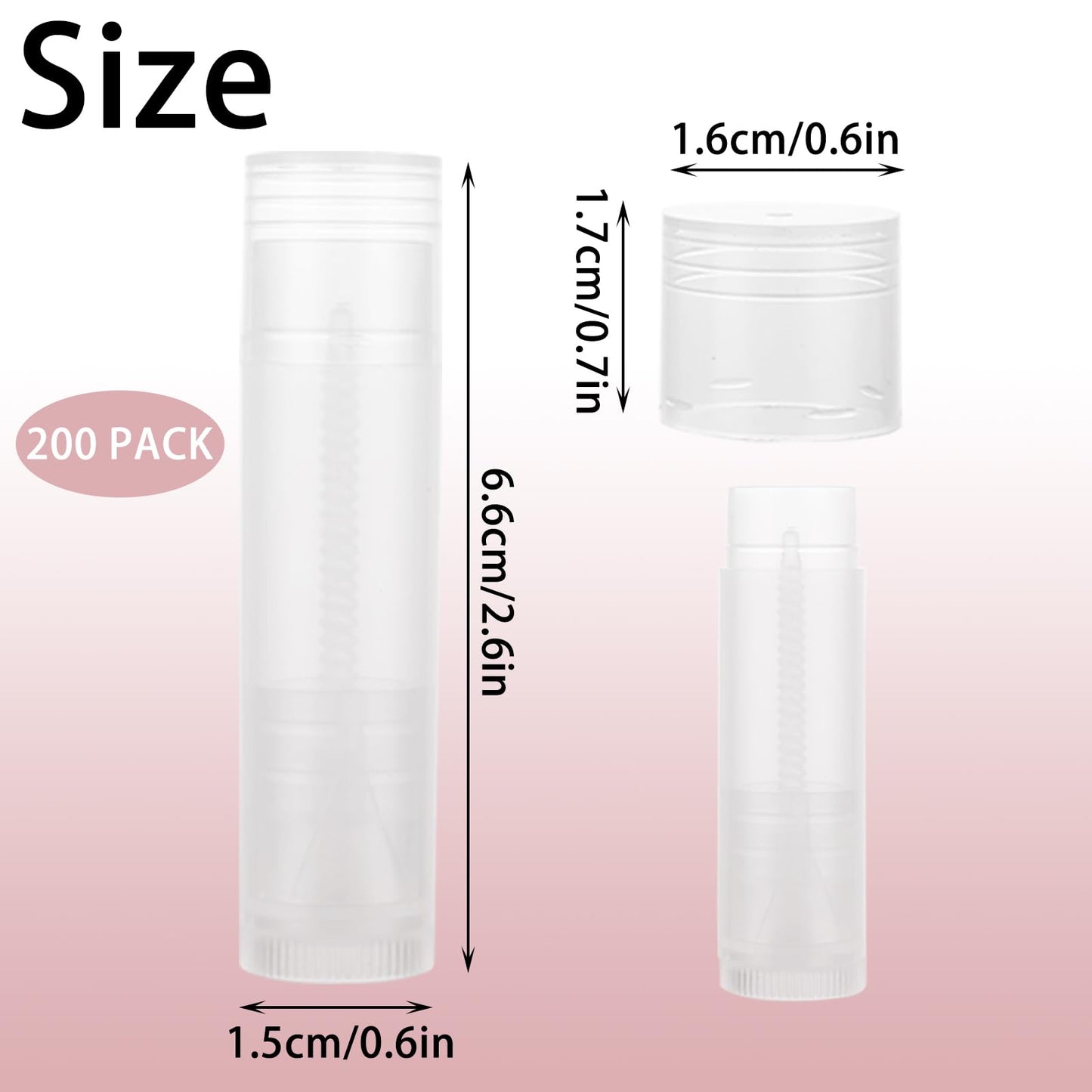 Acrux7 200PCS Lip Balm Tubes with Caps, Clear Lip Balm Tubes Empty Lip Balm Tubes Empty Bulk for DIY Lipstick Homemade 3/16 Oz (5.5 ml)