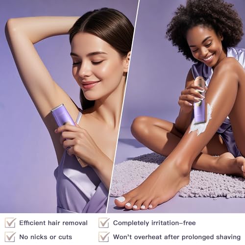 Bikini Trimmer for Women, Electric Razors with Dual Heads, Rechargeable Pubic Hair Trimmer with IPX7 Waterproof, Painless Pro Shaver for Underarm Leg Arm Body Face Private Area£¨DuskyRose£©