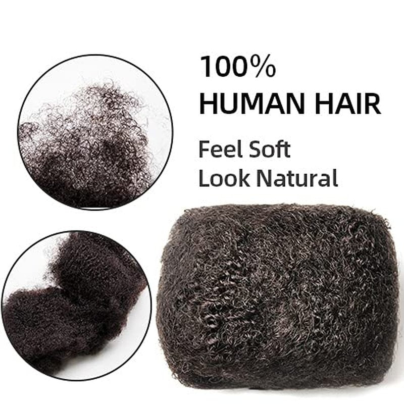 Tight Afro Kinky Bulk 100 £¥ Human Hair for Draedlock Extensions, Repair Locs, Twists and Braids 3 Bundles/Package (8 Inch, 1B - Natural Black)