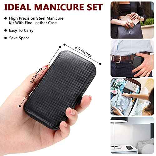 Geosar 12 Sets Manicure Set Nail Clippers Pedicure Kit 8 in 1 Grooming Stainless Steel Kits Nail Care Tools with Travel Case Xmas Gifts Christmas Stocking Stuffers for Men Women(Red Background)