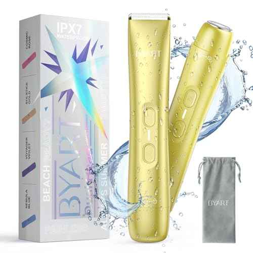 Electric Bikini Trimmer - 2-in-1 Dual Head Razor for Body and Face, IPX7 Waterproof, Ceramic Blade, Rechargeable, Painless, Stocking Stuffers, Christmas Gifts for Women (Yellow)