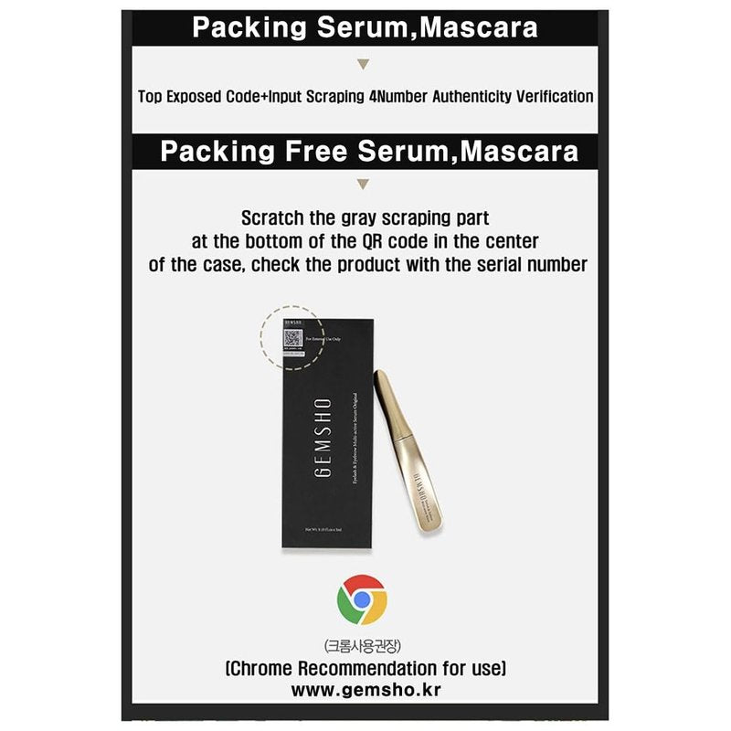 GEMSHO Eyelash Serum Eyelash Growth Serum & Eyebrow Multi-Active Serum 3ml+1ml Lash Serum 젬소 속눈썹 영양세럼 营养睫毛增长精华液 Lash Enhancing Serum