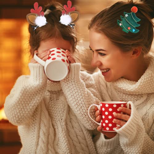 8Pcs Christmas Hair Clips Cute Decorative Christmas Hair Accessories Antlers Headdress Hairpin Christmas Tree Hat Hair Bows for Girls Women Kids Gifts