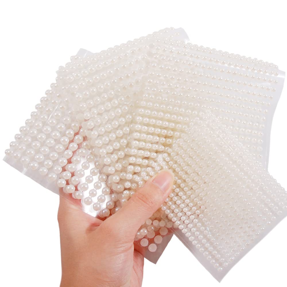 Pearl Makeup Rhinestone Stickers - 3D Self-Adhesive Eye Gems for Face & Body | White Pearl Nail Art Decor