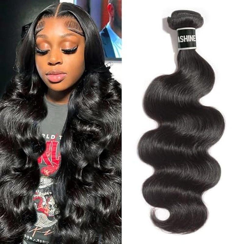 ASHINE Human Hair Bundle Body Wave Straight, Unprocessed Cambodian Raw Hair Bundles for Women Natural Black 16 Inch, Keep Soft and Silky After Multiple Washes