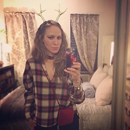 JeVenis Luxury Reindeer Antler Headband Gold Deer Headband Festival Wear Party Hats