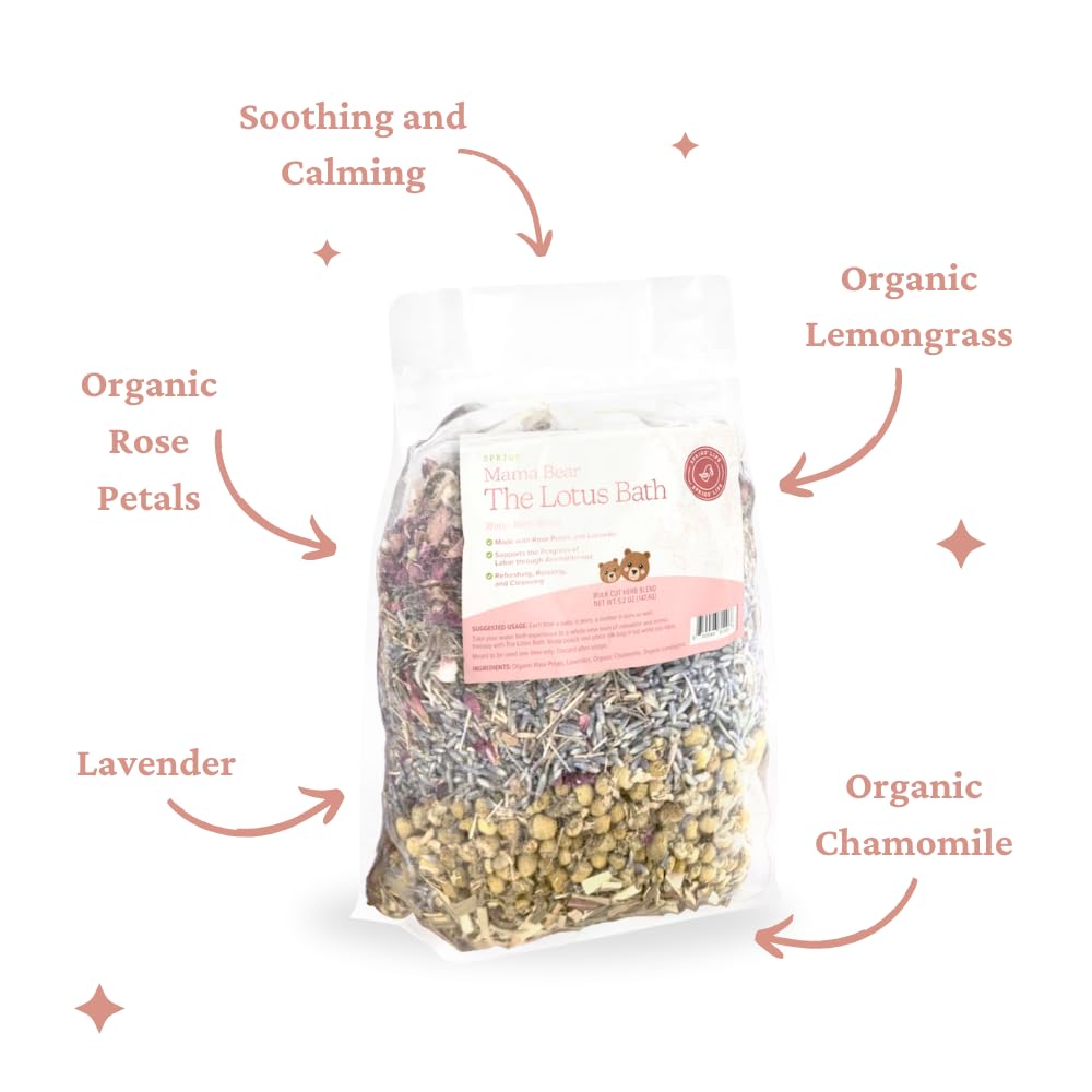 SPRIGS The Lotus Bath, 5.2 Oz | Herbal Water Birth Blend | Bathtub Additive with Soothing Natural Ingredients - Organic Rose, Chamomile, Lemongrass & Lavender | Relaxing Labor & Delivery Aromatherapy