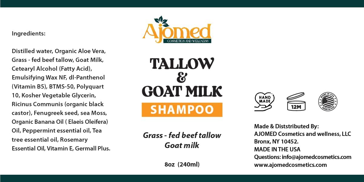 Beef Tallow & Goat Milk Shampoo and Conditioner Set | Handmade Hair Care for Thinning Relief - 8 Oz