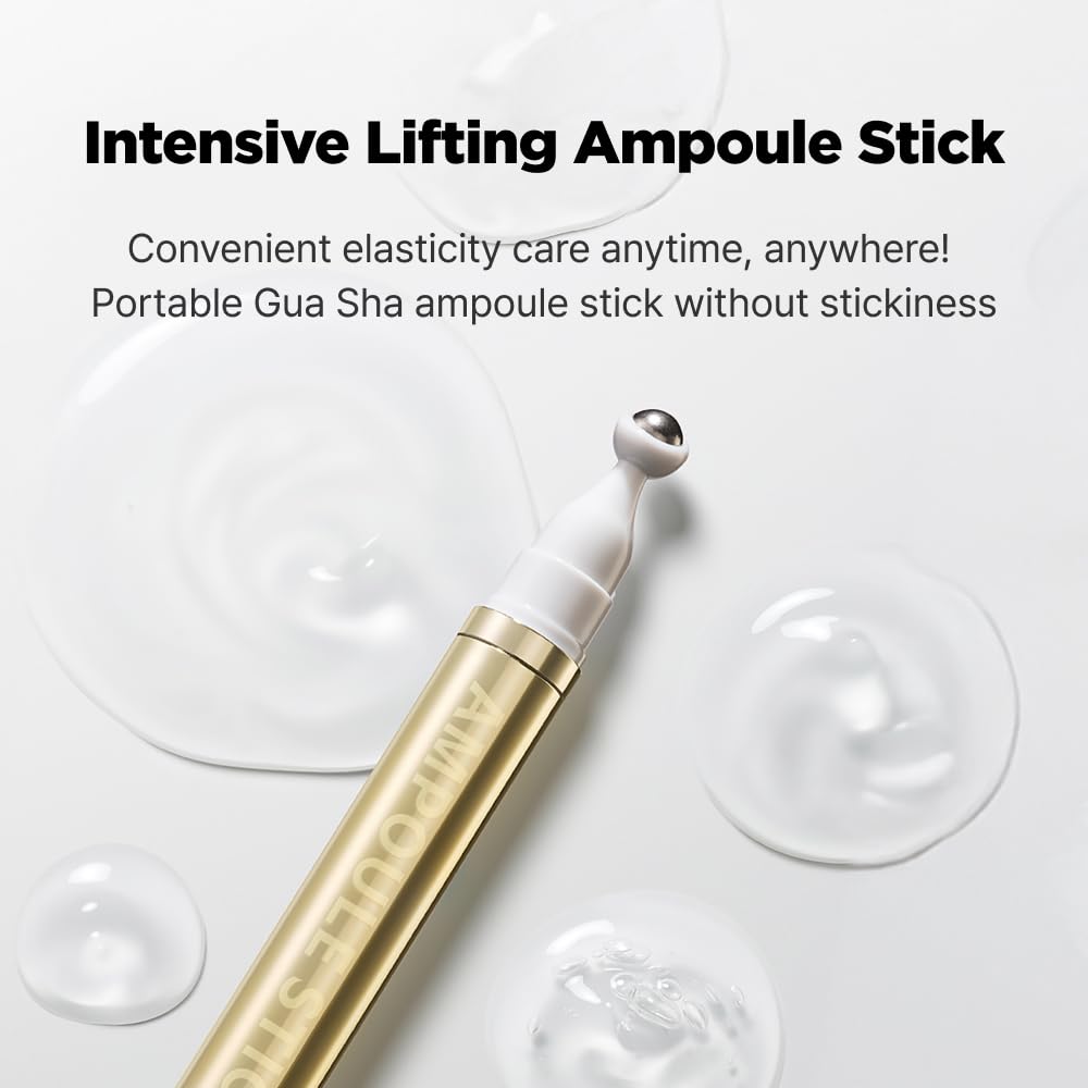 ISOI Intensive Lifting Gua Sha Ampoule Stick, Eye Roller, Under Eye Serum for Dark Circles, Puffy Bags, and Wrinkles with Bulgarian Rose Oil & Peptide Complex, Korean Skin Care (0.5 fl.oz, 15ml)