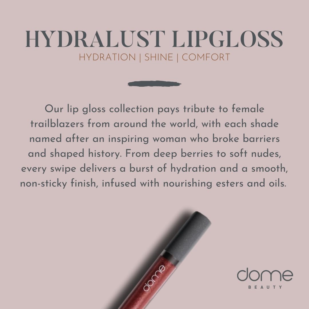DOME BEAUTY Hydralust Lipgloss - Hydrating Lip Gloss for Glossy Lips, Lightweight, Non-Sticky Formula, Clean Beauty Lip Makeup, Moisturizing Shine, Vegan, Cruelty-Free (Frida, 0.20 oz)