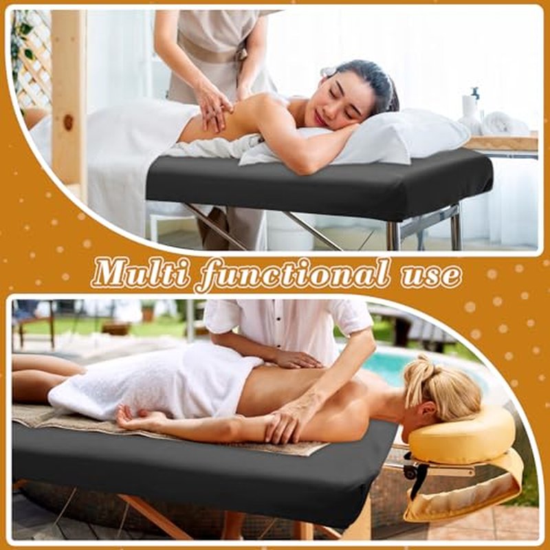 Macarrie 6 Pack Microfiber Massage Table Sheets Soft Massage Table Cover Reusable Spa Bed Sheets Salon Protective Cover Fitted(Black)