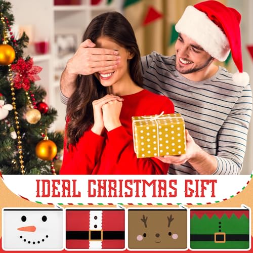 Reginary 4 Pieces Christmas Makeup Bags Bulk Christmas Gifts Cosmetic Bags with Zipper Xmas Portable Canvas Pouch Pen Pencil Pouch for Women Holiday Travel Xmas Party Gifts Supply