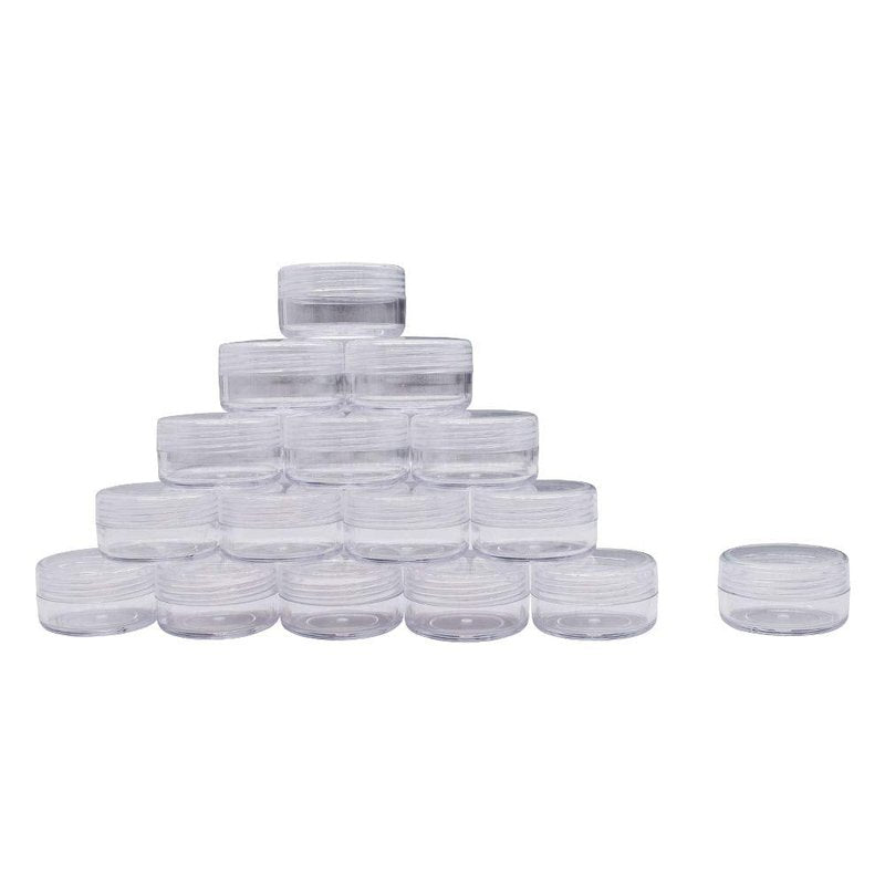 Healthcom New, Empty, Clear, 10 Gram Plastic Pot Jars, Cosmetic Containers for Eyshadow Makeup Nail Powder(100 Pcs) by Healthcom