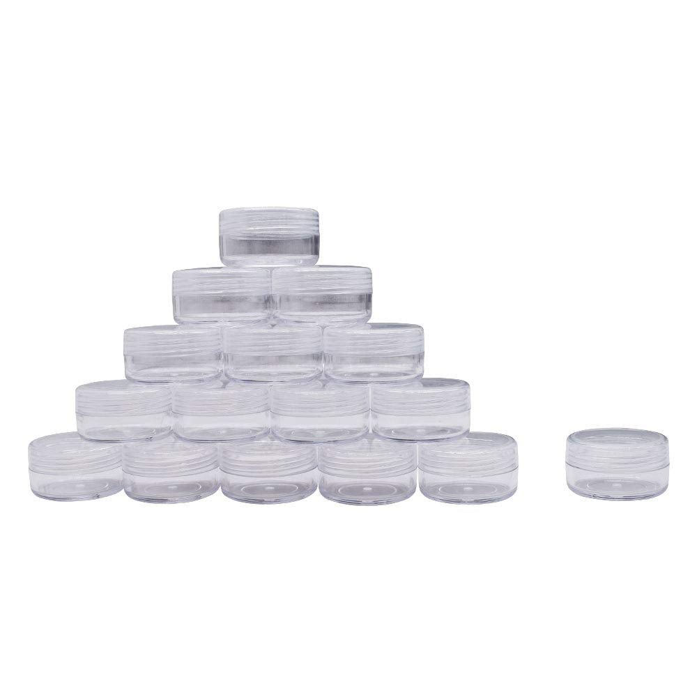 Healthcom New, Empty, Clear, 10 Gram Plastic Pot Jars, Cosmetic Containers for Eyshadow Makeup Nail Powder(100 Pcs) by Healthcom