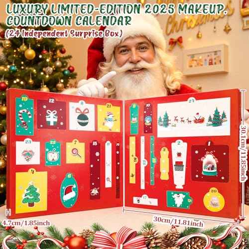 Ponhey Makeup Advent Calendar 2025,24 Days Christams Advent Beauty Calendar,Countdown Calendar For Girls Teens Women Adult,Xmas Holiday Beauty & Cosmetic Surprise Gift