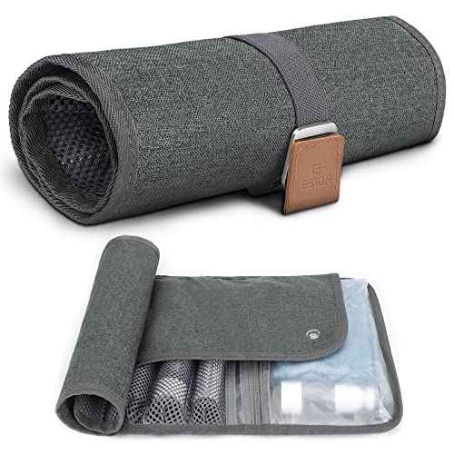 Toiletry Bag for Men, Travel Essentials Travel Toiletry Bag, Water-Resistant Compact Bathroom Roll Organizer for Hygiene, Shaving kit, Gifts for men (5.Mystery Gray(Polyster))