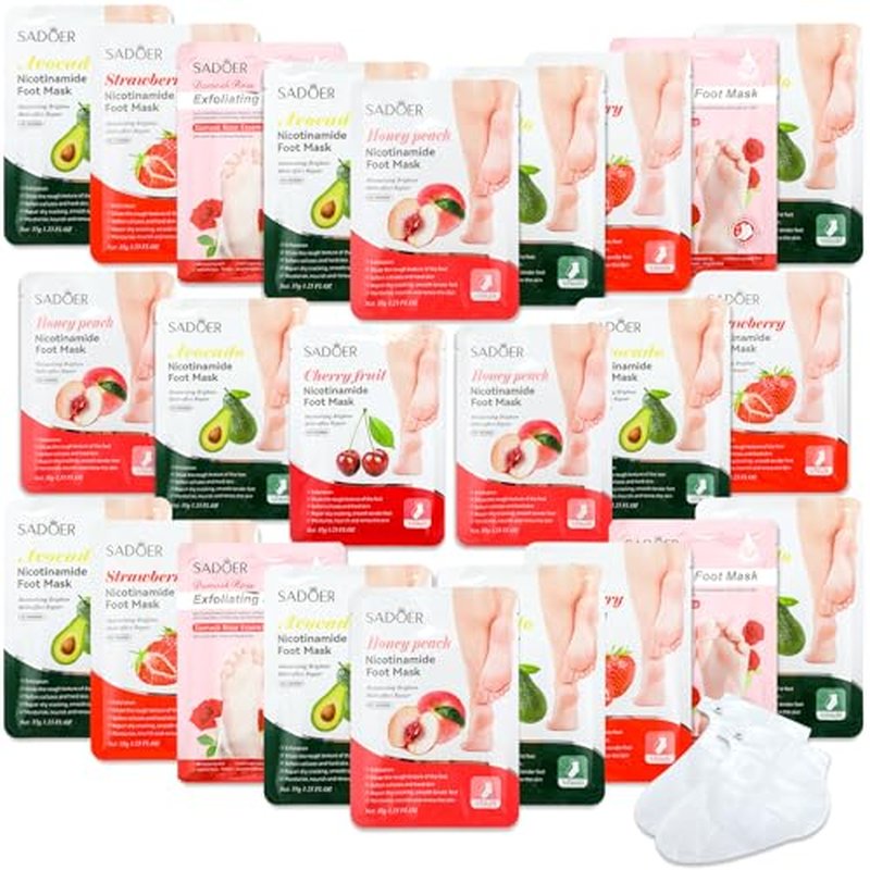 48 Pcs Fruits Foot Mask Bulk Hydrating Moisturizing Socks Feet Peeling Mask for Dry Cracked Aloe Foot Care for Spa Day Kit Beauty Relaxation Gift for Women