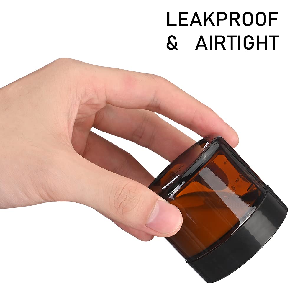 2 oz Glass Jars with Lids, 48 Pack Small Amber Glass Jars with Black Lids