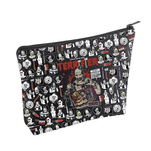 KUIYAI Clown Movie Merchandise Cosmetic Bag Horror Movie Fans Gifts Halloween Scary Clown Makeup Bag Spooky Season Gift (TerrifierMupBlk)