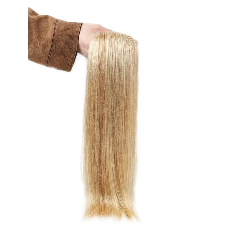Human Hair Clip-In Extensions - Dark Blonde Highlights, Silky Straight | 14 Inch, 120g, 8pcs Natural Remy Hair