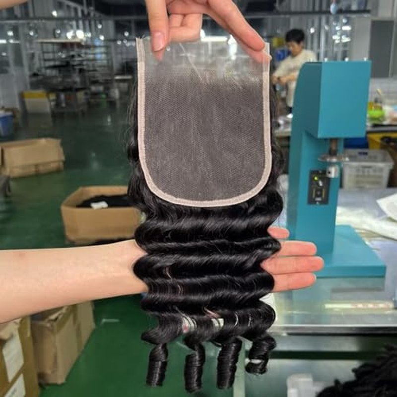 Lemoda 5x5 HD Lace Closure Burmese Loose Deep Wave Curly 20Inch HD Transparent Lace Frontal Closure 100% Virgin Human Hair Lace Frontal Closure Free Part Natural Black Spriral Curly Ends