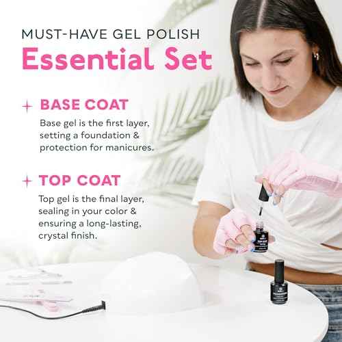 SUNUV 15ml Gel Top Coat and Base Coat Set, Gel Nail Polish Kit 2 Pack, Art Manicure UV Nail Lamp No Wipe High Gloss Gifts for Women