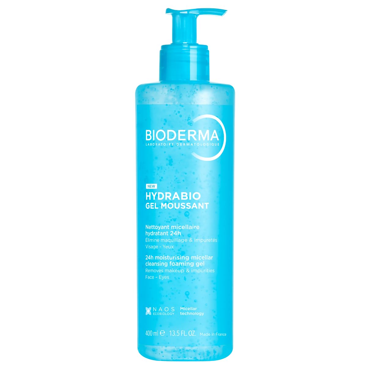 Bioderma Hydrabio Foaming Gel - 3-in-1 Cleansing & Hydrating Face Cleanser for Dehydrated Skin | 13.5 Fl Oz