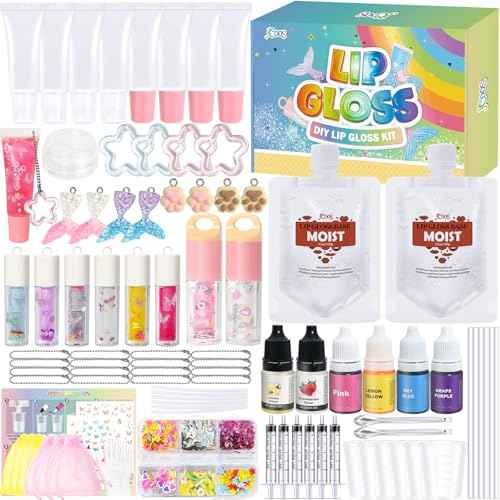 Make Your Own Lip Gloss Kit, JCOOS Lip Gloss Making Kit, 94PCS Fun Keychain DIY Lipgloss Sets for Girls, Flavored Moisturizing Glitter Lip Kit, Kids Lip Gloss, Tween Girls Trendy Stuff Christmas Gifts