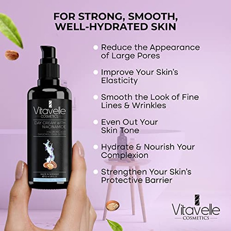 VITAVELLE Niacinamide Cream - Daily Niacinamide Moisturizer for Face - Strengthening Pore Reducer for Face with Plant-Derived Retinol, Shea Butter, & Niacinamide Serum For a Smooth & Even Complexion