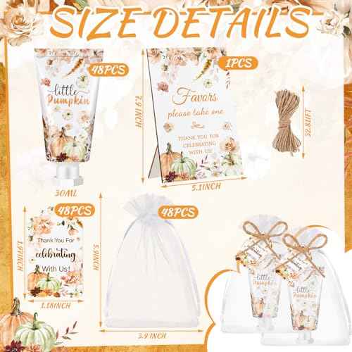 48 Sets Fall Hand Cream Bulk Gifts for Guest Baby Shower Party Favors Travel Size Pumpkin Hand Cream with Thank You Cards for Autumn Thanksgiving Party Supplies(Fall Pumpkin)