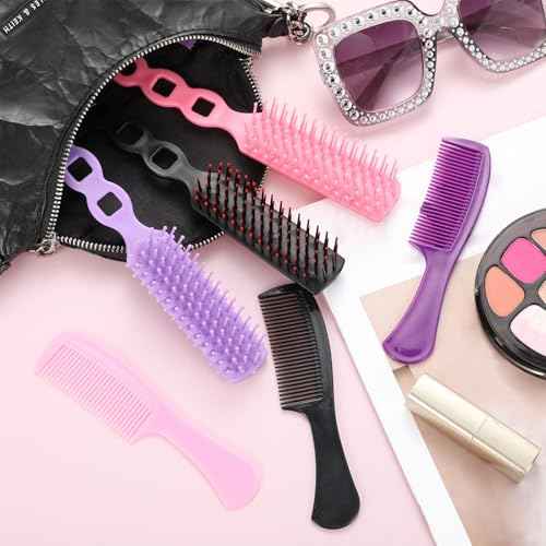 Baderke 48 Pcs Bulk Hair Brushes and Combs for Homeless Individually Wrapped Hair Brush and Comb Set for Women Hotel Homeless Nursing Charity(Multicolor)