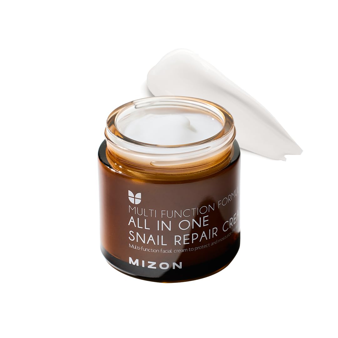 MIZON All in One Snail Repair Cream | Korean Moisturizer Cream for Glass Skin, Fine Lines, Blemishes | 92% Snail Mucin, Peptides, Hyaluronic Acid | 2.53 fl oz