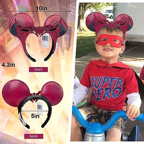 Halloween Mouse Ear Headbands, Red Ear Headband Hair Accessories Halloween Cosplay Gift for Women & Girls